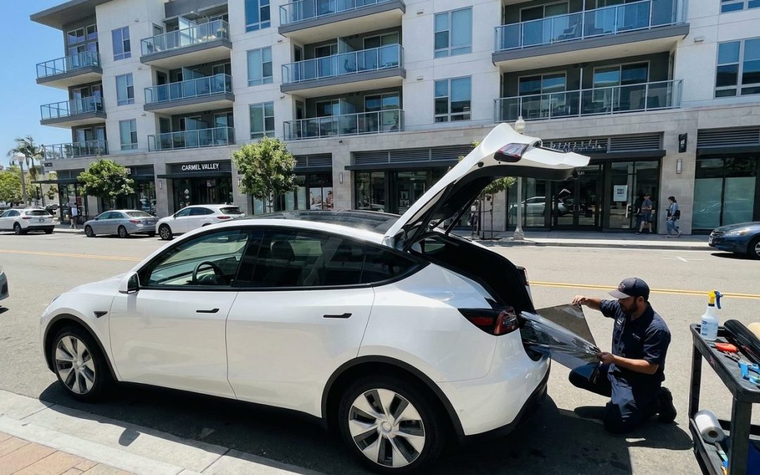 Carmel Valley window tinting for Tesla and luxury vehicles near One Paseo and SR-56