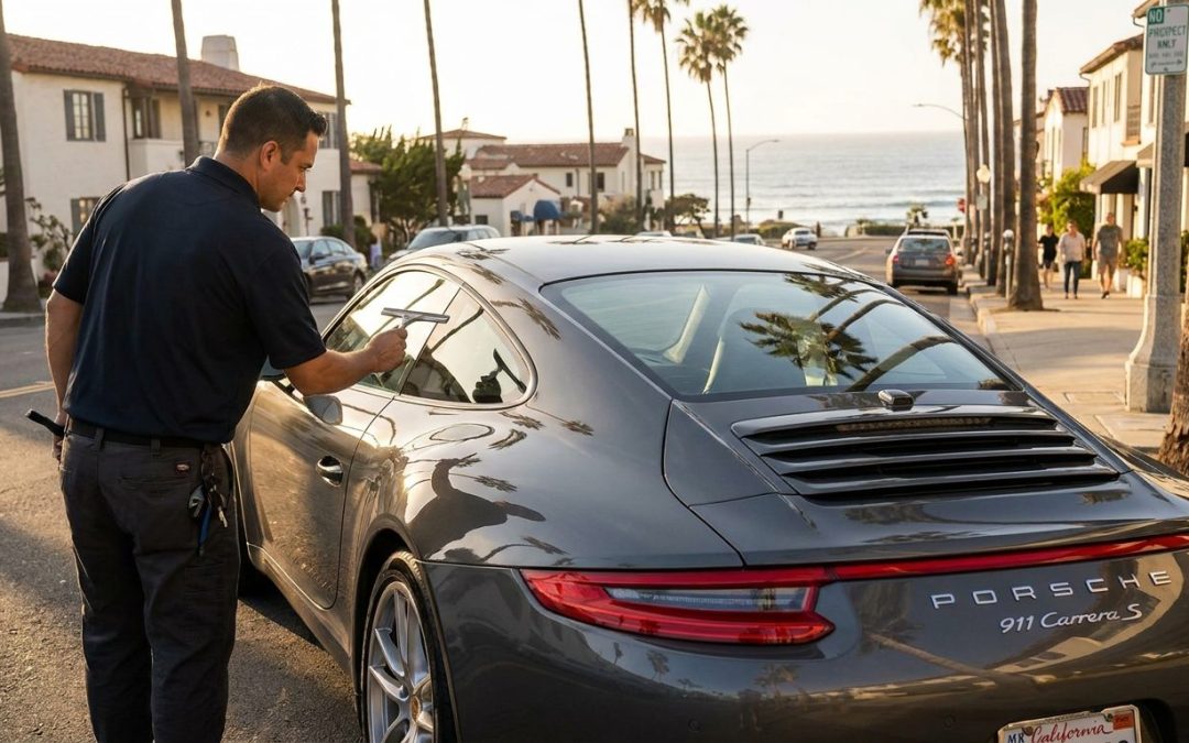 La Jolla window tinting service for luxury vehicles near Prospect Street and Torrey Pines Road