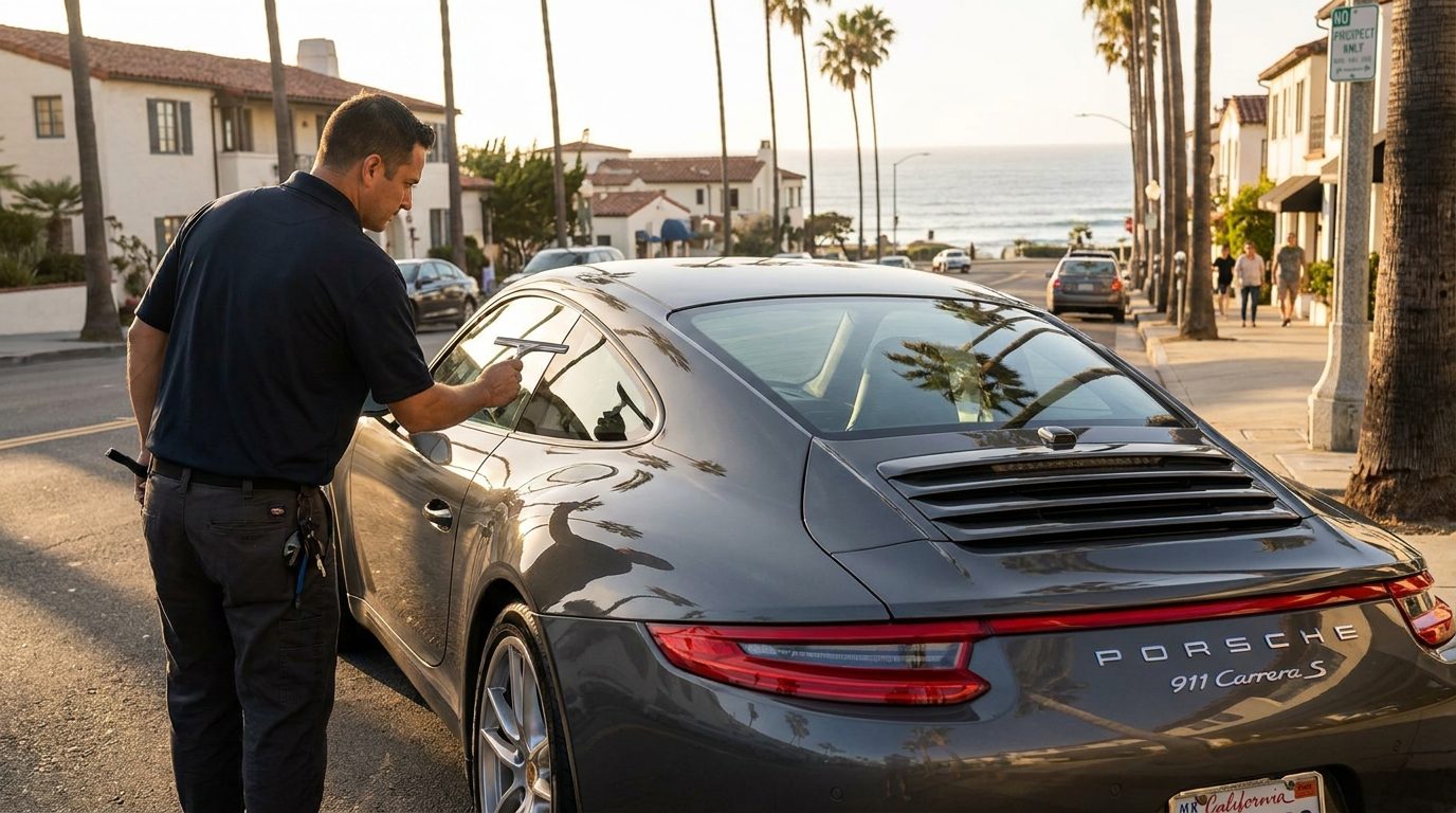 La Jolla window tinting service for luxury vehicles near Prospect Street and Torrey Pines Road