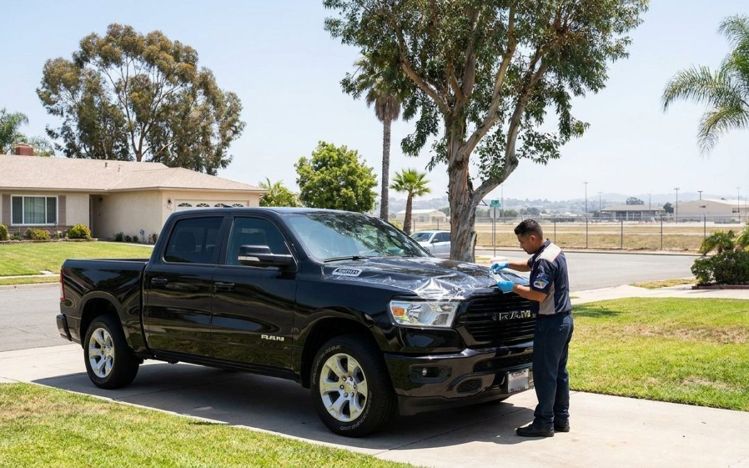 Window tinting and PPF installation on a truck near MCAS Miramar San Diego
