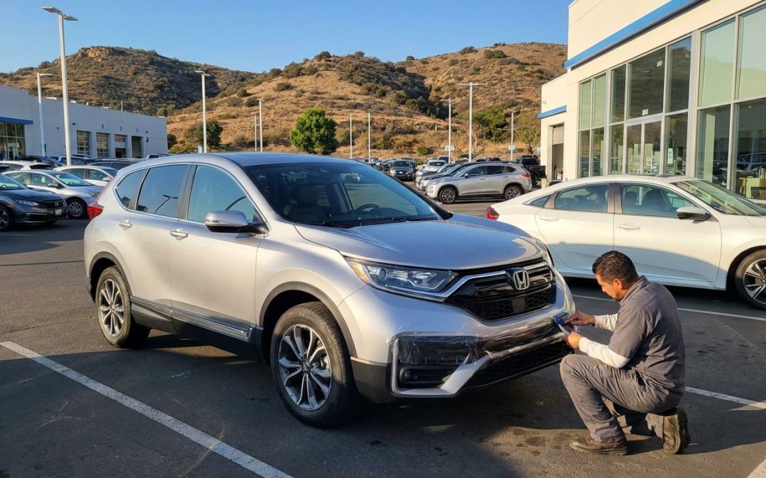 Paint protection film applied to a new CR-V near Mission Valley San Diego auto dealerships