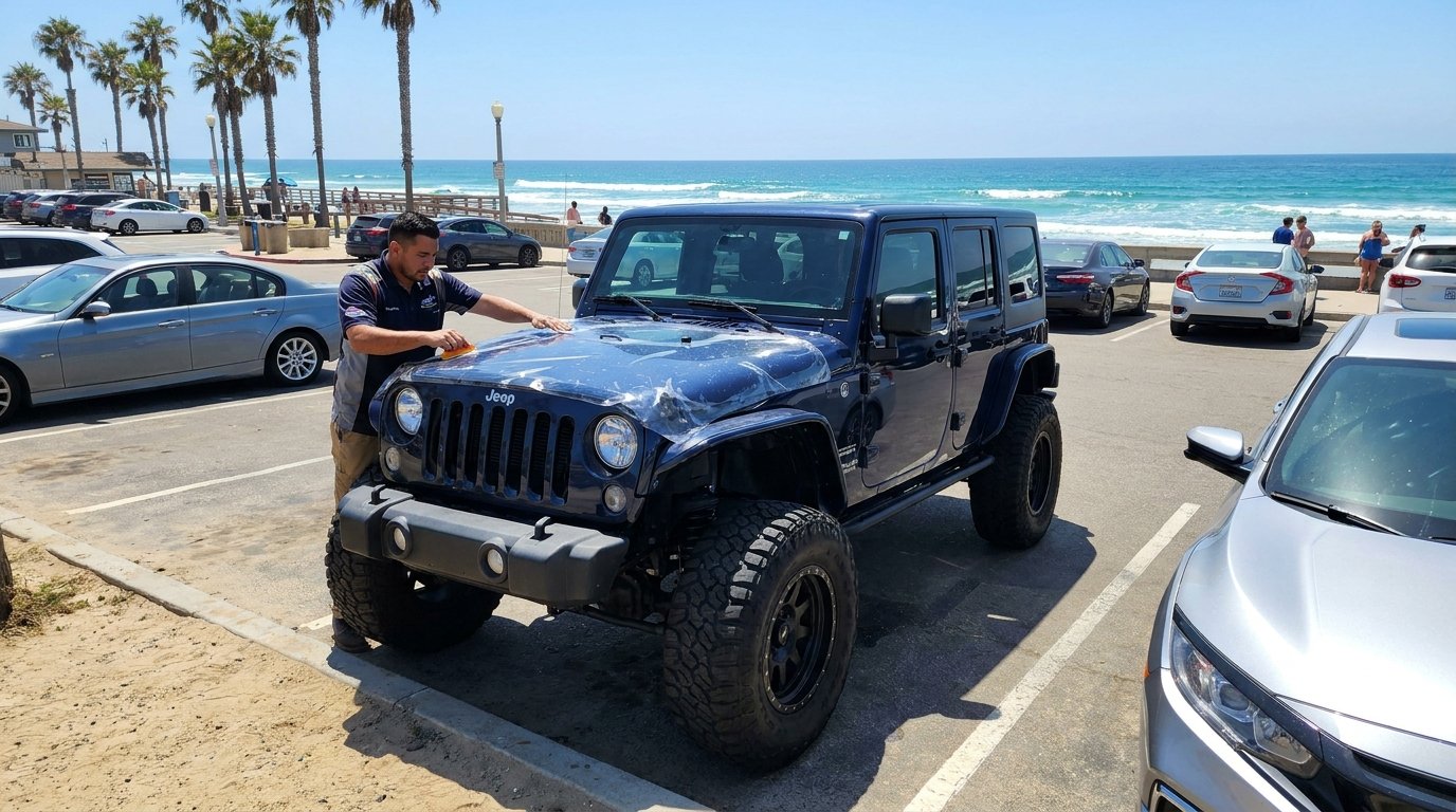PPF applied to a Jeep Wrangler near Pacific Beach San Diego oceanfront