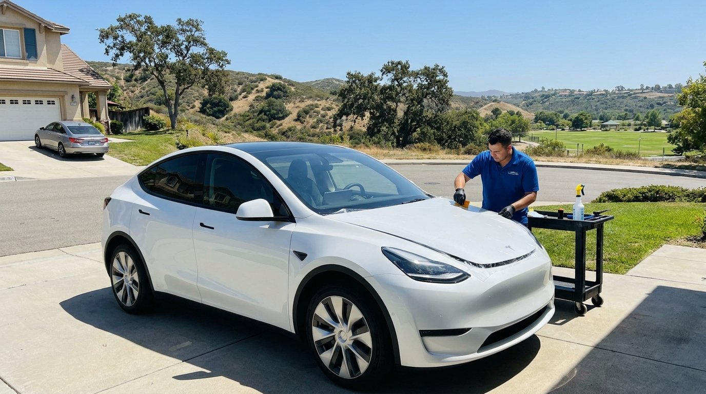 Paint protection film and window tinting for a Tesla in Rancho Penasquitos San Diego