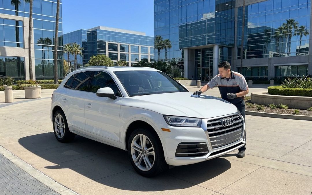 Ceramic coating and window tinting on a luxury vehicle near La Jolla Commons UTC San Diego